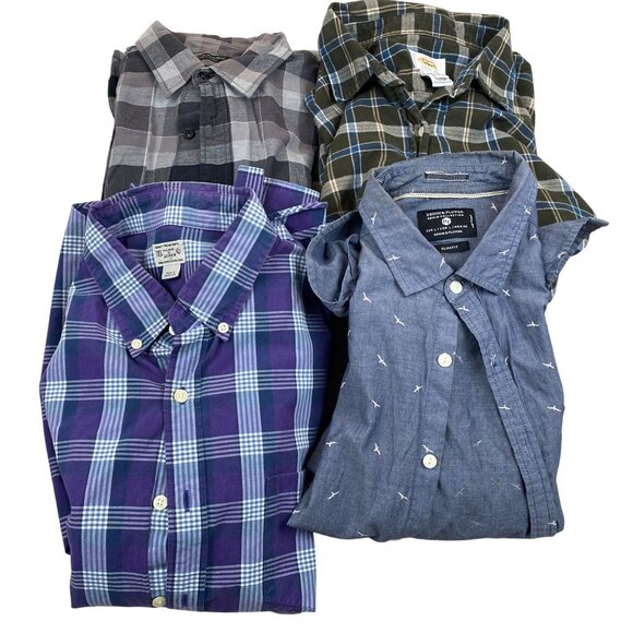 Set Of 4 Mens Long and Short Sleeve Shirts By J.Crew Denim & Flower, Talbots, Ba - Picture 1 of 7